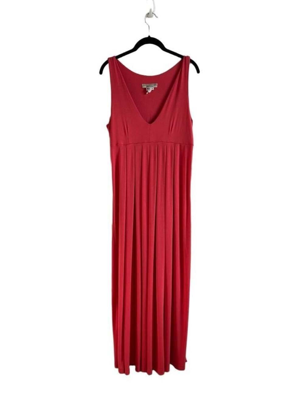 Karen Alexander Boston Proper Coral Red Sleeveless Pleated Maxi Dress Size 14